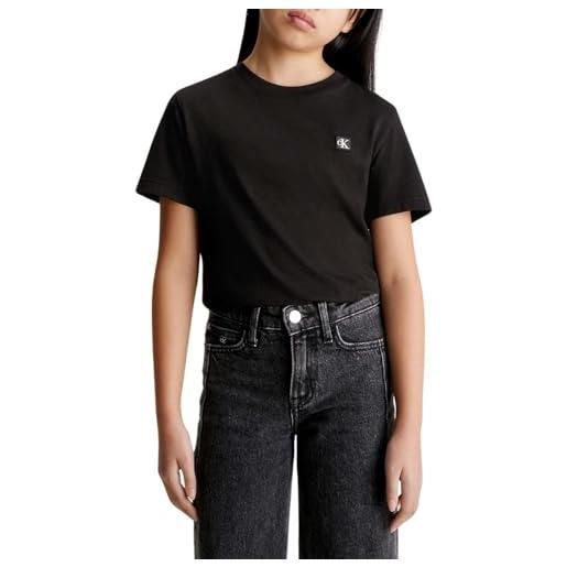 Calvin Klein Jeans mono mini badge reg t-shirt iu0iu00543 magliette a maniche corte, nero (ck black), 16 anni unisex-bambini e ragazzi