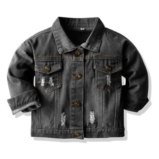 Acuryx giacca di jeans per unisex bambino cappotti denim da ragazzi ragazza giacche a manica lunga casuale abiti primavera 5-6 anni