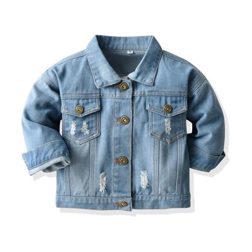Acuryx giacca di jeans per unisex bambino cappotti denim da ragazzi ragazza giacche a manica lunga casuale abiti primavera 6-7 anni