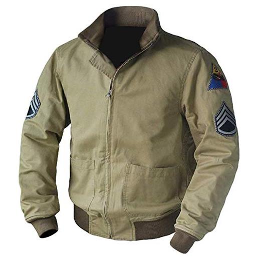 Aksah Fashion giacca da uomo fury brad pitt us army tank | giacca militare in cotone kaki, cachi, xxxl