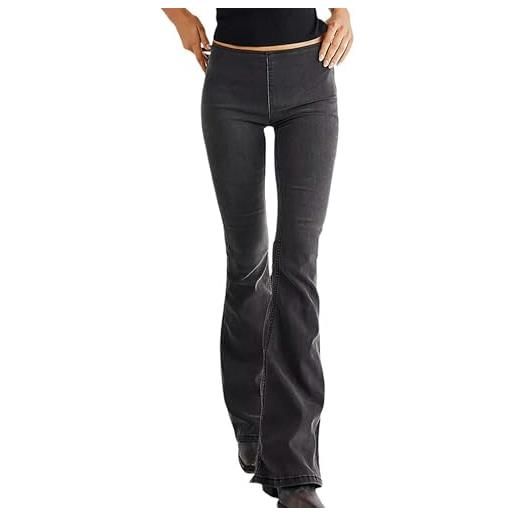 Generic nuovi jeans da donna alla moda jeans svasati elasticizzati a vita media da donna - nero - s