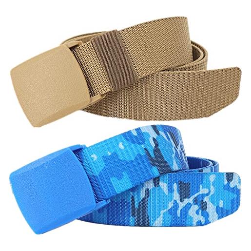 SAWEEZ cintura intrecciata, cintura intrecciata, cintura uomo donna tela di nylon cinture tattiche militari con fibbia in plastica (color: blue+navy camo, size: 150cm/59)
