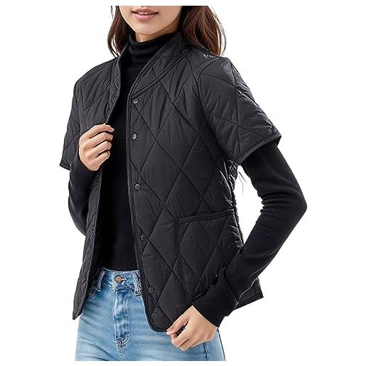 Generic giacca pioggia donna - piumino leggero da donna a maniche corte e due tasche (disponibile in taglia plus) maglione zip intera