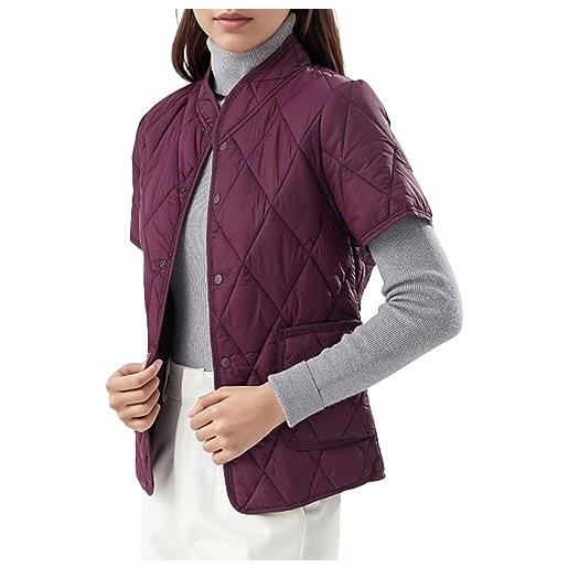 Generic giacca pioggia donna - piumino leggero da donna a maniche corte e due tasche (disponibile in taglia plus) maglione zip intera