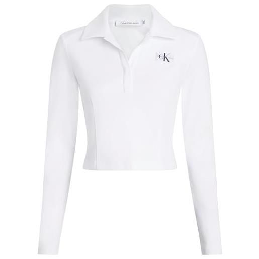 Calvin Klein Jeans polo collar milano regular top j20j222556 altri maglia, bianco (bright white), xxs donna