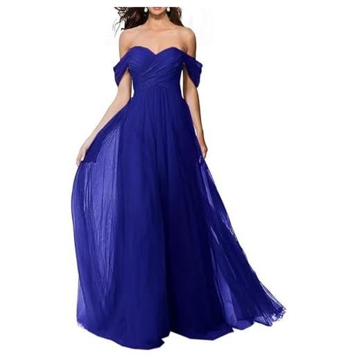 HPPEE abito da damigella d'onore da donna con spalle scoperte a-line lungo formale abito da sera abito da ballo wyx506, blu reale, 34