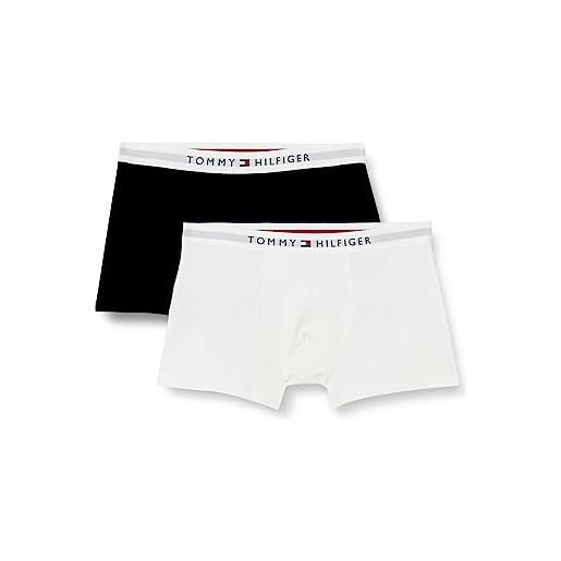 Tommy Hilfiger pantaloncino boxer bambino confezione da 2 intimo, multicolore (white / black), 12-14 anni