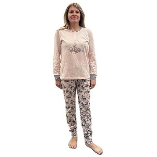 Infiore pigiama donna in puro cotone con polsini art. Trp1731-54, rosa