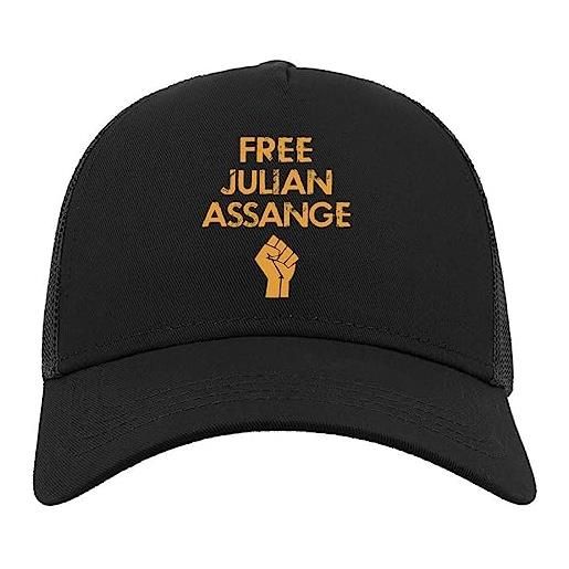 Generic free julian assange orange fist logo half mesh cotton trucker cap cappello da baseball nero, nero , taglia unica
