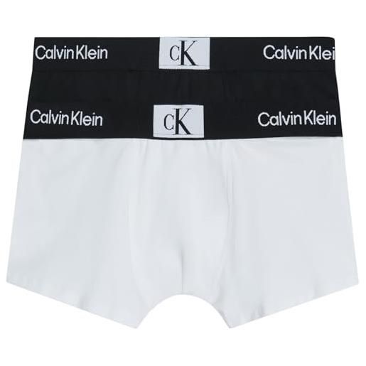 Calvin Klein 2 pezzi baule trunk, pvhwhite/pvhblack, 10-12 bambini e ragazzi