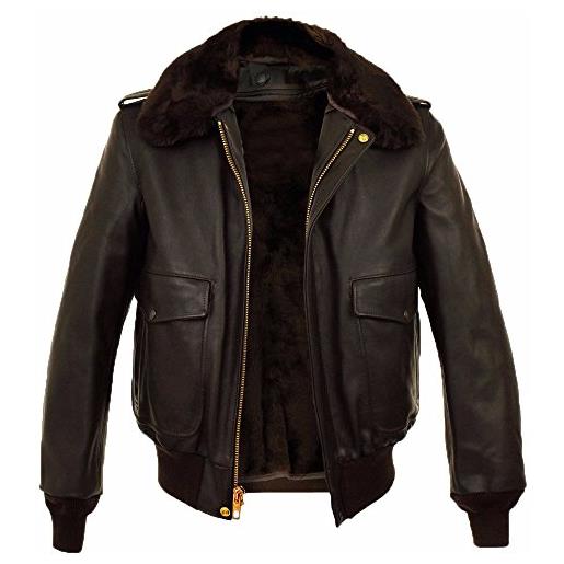 Aksah fashion s g1 aviator air. Force flight pilot - giacca in pelle di pecora vintage bomber in pelle di pecora nera, marrone, l