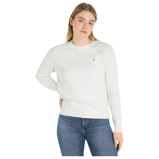 Tommy Hilfiger co cable c-nk sweater ww0ww41142 maglioni, rosa (whimsy pink), s donna