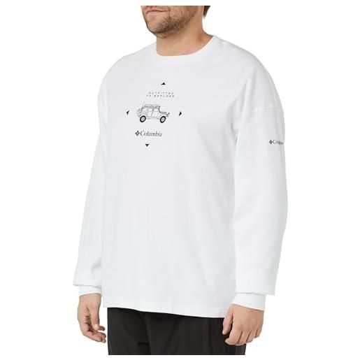 Columbia duxbery relaxed ls tee t-shirt, bianco, l uomo