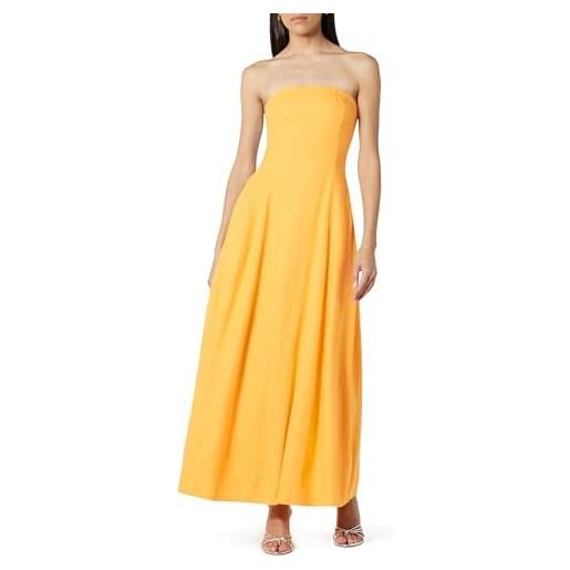 The Drop carlota strapless linen maxi dress vestiti, banana, xxl plus