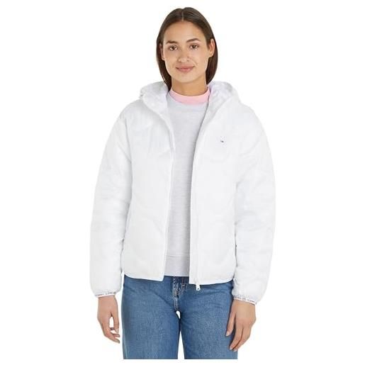 Tommy Jeans tjw quilted tape hood puffer ext dw0dw17242 giacche imbottite, bianco (white), m donna