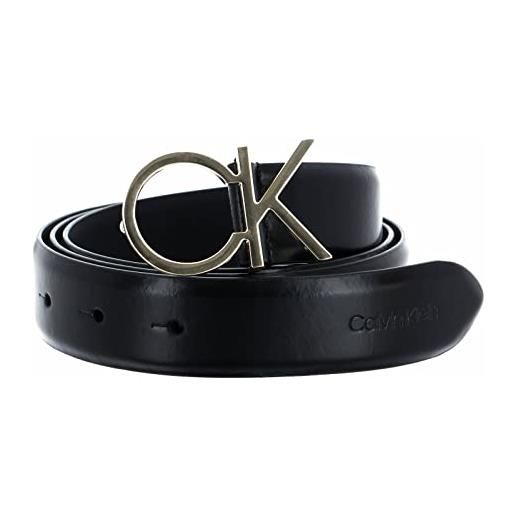 Calvin Klein cintura donna re-lock logo belt 3.0 cm cintura in pelle, grigio (shadow gray), 90