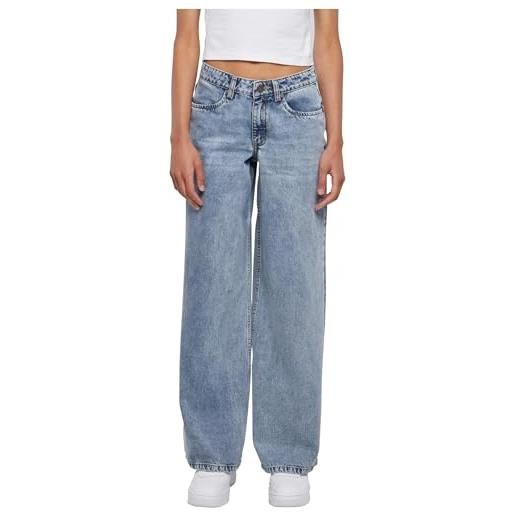 Urban Classics ladies waist wide denim pantaloni, mid indigo washed, 32 donna