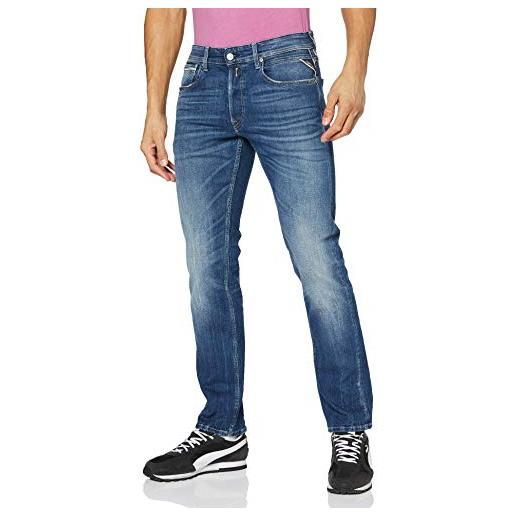 Replay grover 573 bio jeans, 009 blu medio, 32w / 32l uomo