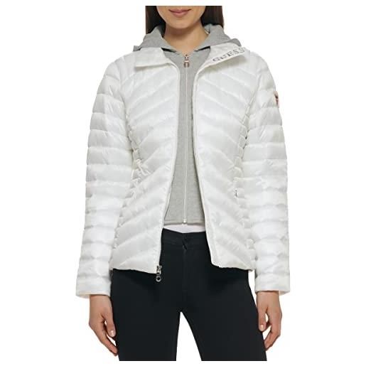GUESS giacca leggera ripiegabile - piumino trapuntato per le mezze stagioni cappotto alternativo in piuma, bianco/grigio mélange, l donna