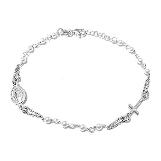 amorili bracciale rosario donna in argento 925 e perle naturali