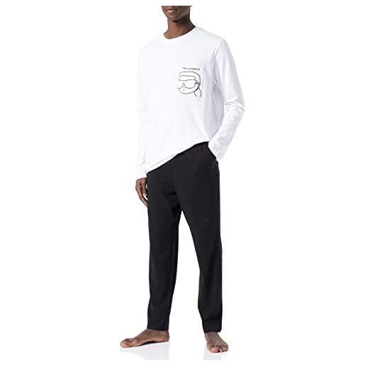 KARL LAGERFELD uomo set pigiama a maniche lunghe ikonik 2.0 nero/bianco xl