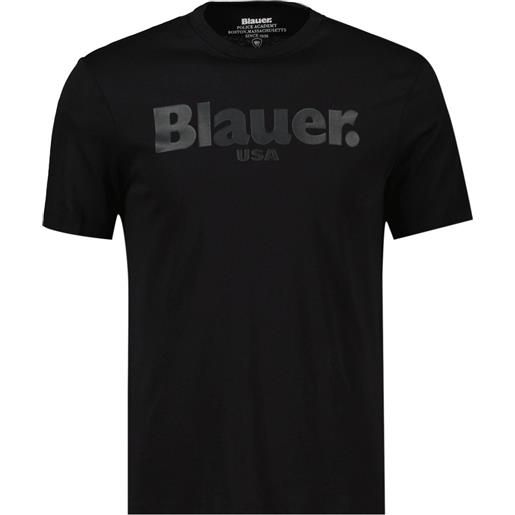 BLAUER t-shirt logo macro tono su tono