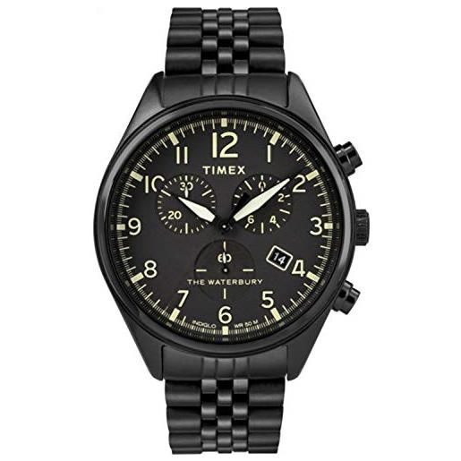 Timex men's waterbury chrono 42mm | black stainless steel | watch tw2r88600