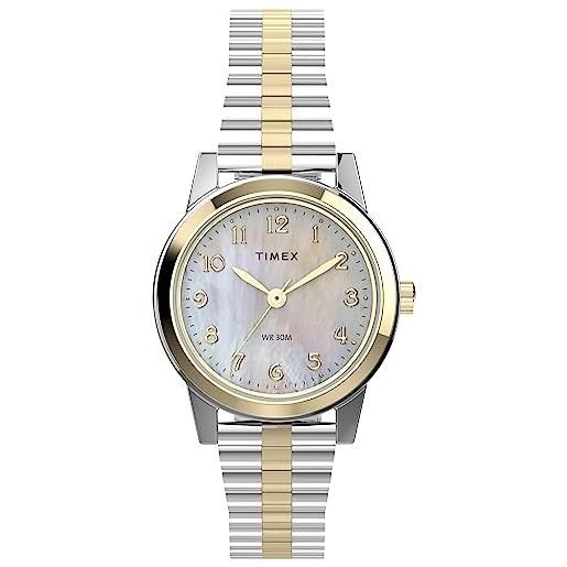 Timex classic t2m828 orologio analogico da polso da donna, acciaio inox, multicolore