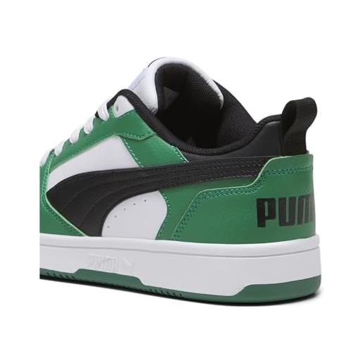 Puma rebound v6 lo jr, sneaker unisex - adulto, puma white puma black archive green, 38.5 eu