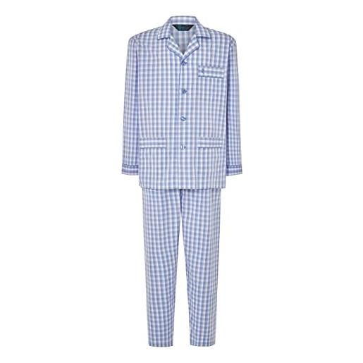 El Búho Nocturno pigiama uomo classico cotone manica lunga leggero tessuto popeline giacca con bottoni risvolto per uomo mezza stagione, (pigiama popeline blu 2985_33), (xl)