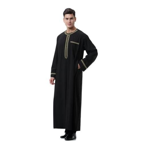 YOOCHUENG vestito musulmano omo, abbigliamento musulmano uomo, caftano uomo lungo, kaftan marocchino, tunica araba uomo, djellaba uomo, stile a-bianco-xl