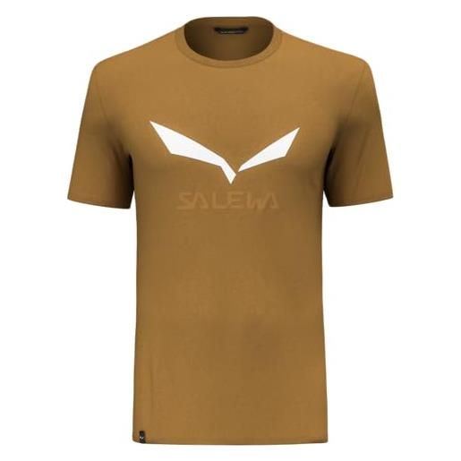 Salewa t-shirt da uomo con logo solido dri-release® golden brown, xl