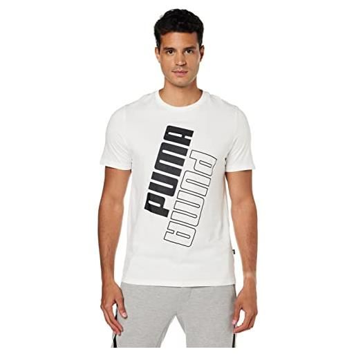 PUMA power logo tee maglietta, bianco white, m uomo