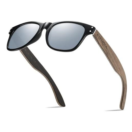 KITHDIA occhiali da sole in legno polarizzati classici in legno per uomo donna protezione uv400 c8001