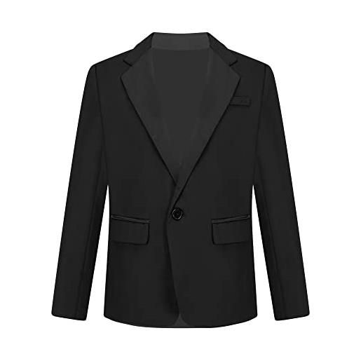 iEFiEL bambino giacca blazer gentiluomo cappotto formale abiti da comunione costume da battesimo festa di compleanno tuxedo smoking jacket 3-14 anni nero 13-14 anni