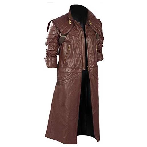 Aksah Fashion devil may cry 5 dmc dante trench coat | cappotto lungo in pelle marrone uomo, similpelle. , m