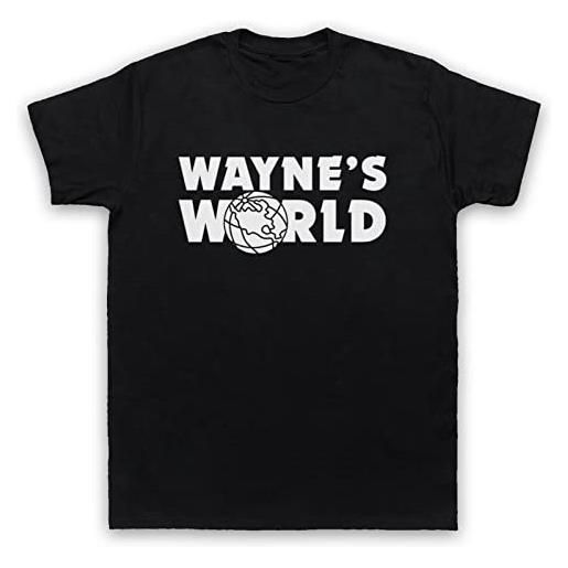 QUANLI wayne's world t-shirt pour homme et femme 100% coton avec logo rock music film garth blanc jaune noir rouge, nero , l