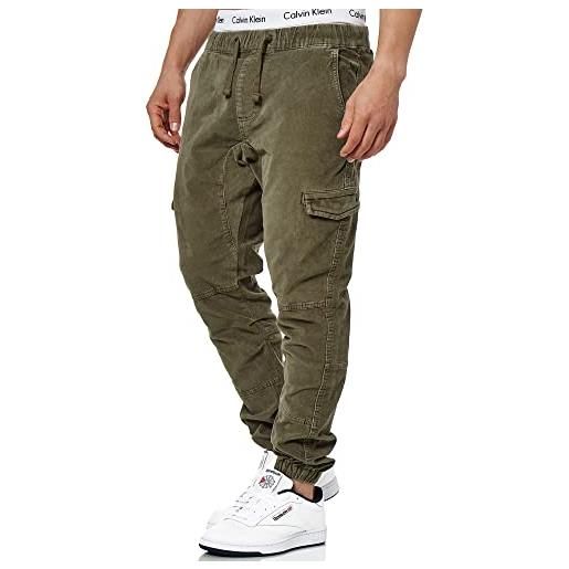 Indicode uomini walker cargo pants | pantaloni cargo in corda elasticizzata dk brown l
