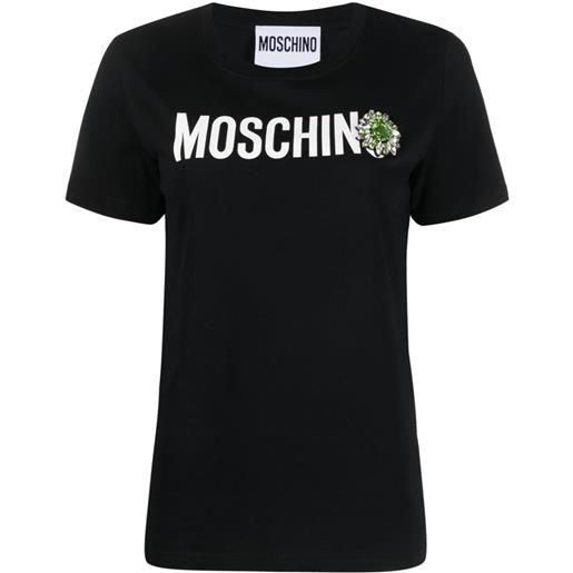 Moschino t-shirt con dettaglio spilla - nero