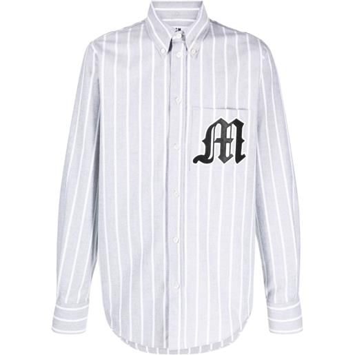 MSGM camicia a righe con applicazione logo - grigio