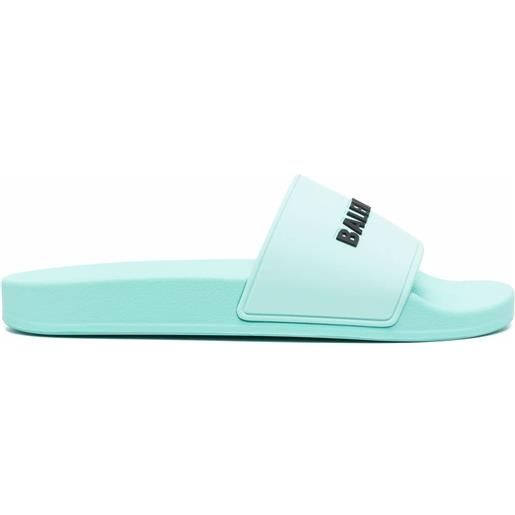 Balenciaga sandali slides con logo - blu