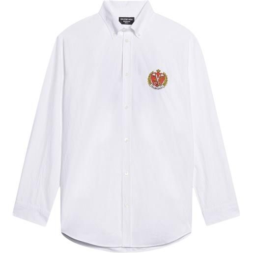 Balenciaga camicia college con stampa - bianco