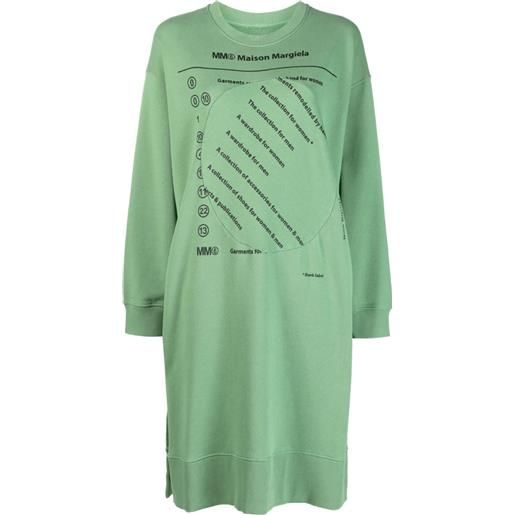 MM6 Maison Margiela abito modello felpa con stampa grafica - verde