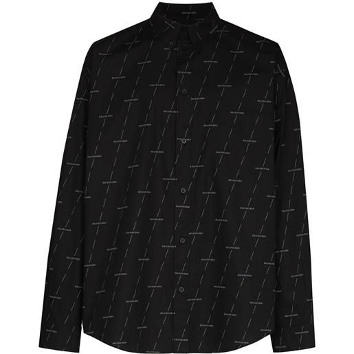 Balenciaga camicia oversize con stampa - nero
