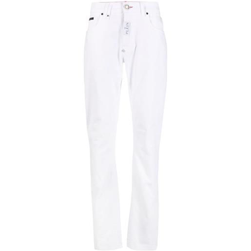 Philipp Plein jeans slim con placca logo - bianco