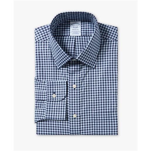 Brooks Brothers camicia blu navy vichy regular fit non-iron con collo ainsley