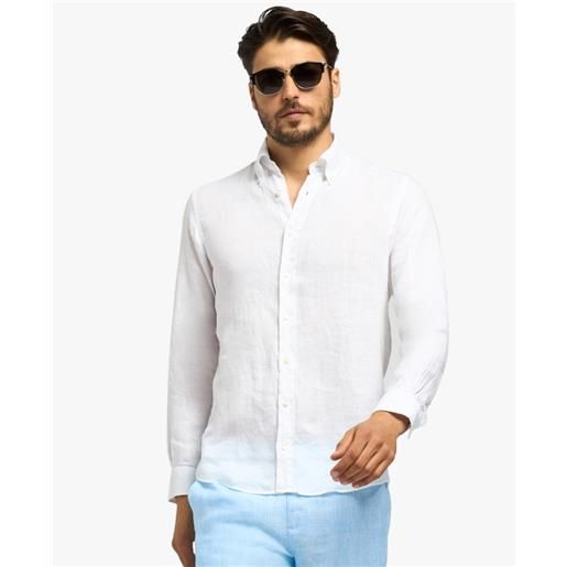 Brooks Brothers white linen button down casual shirt
