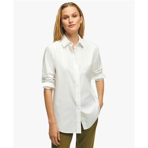Brooks Brothers white relaxed fit non-iron stretch supima cotton shirt