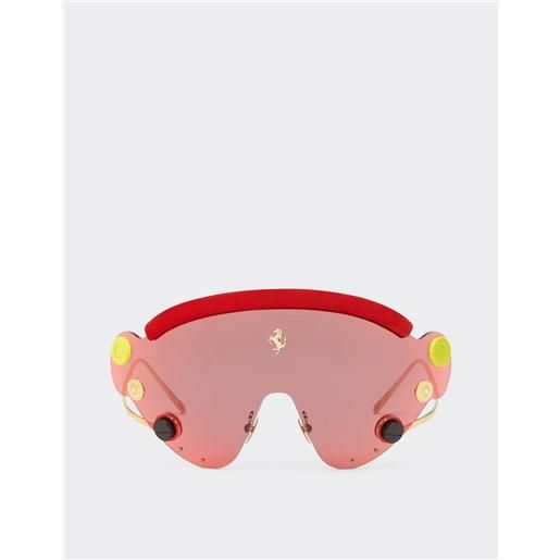 Ferrari occhiale da sole limited edition Ferrari in metallo rosso e dorato con mascherina rossa specchiata