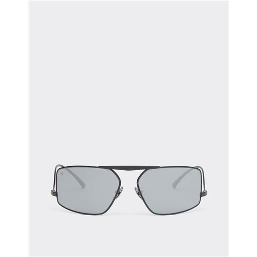 Ferrari occhiale da sole Ferrari in metallo nero con lenti argento specchiate